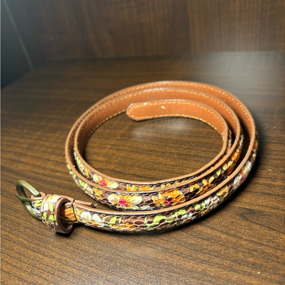 BCBG - Y2KVintage Equestrian Western Floral Brown Belt with Buckle Boho Cowgirl